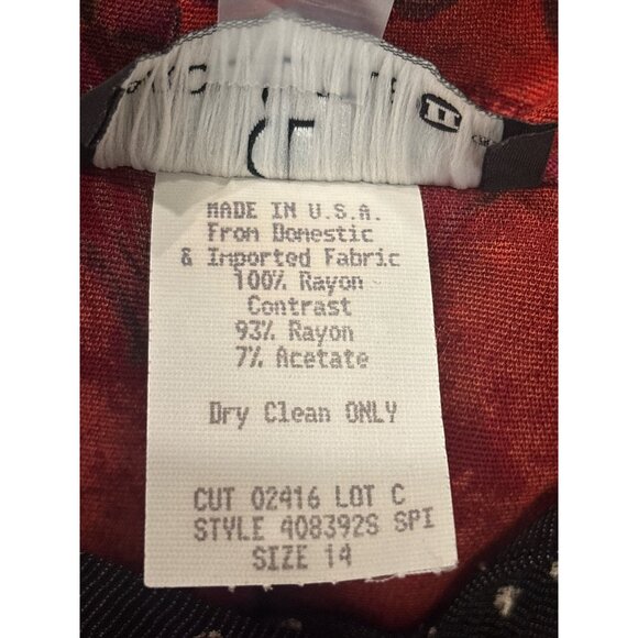 Carole Little Red Floral Tunic / Dress – Women’s 14W - Picture 5 of 8